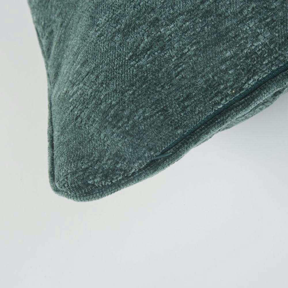 TRISSINO - Coussin tissé jacquard chenillé imprimé feuillage vert forêt 45x45