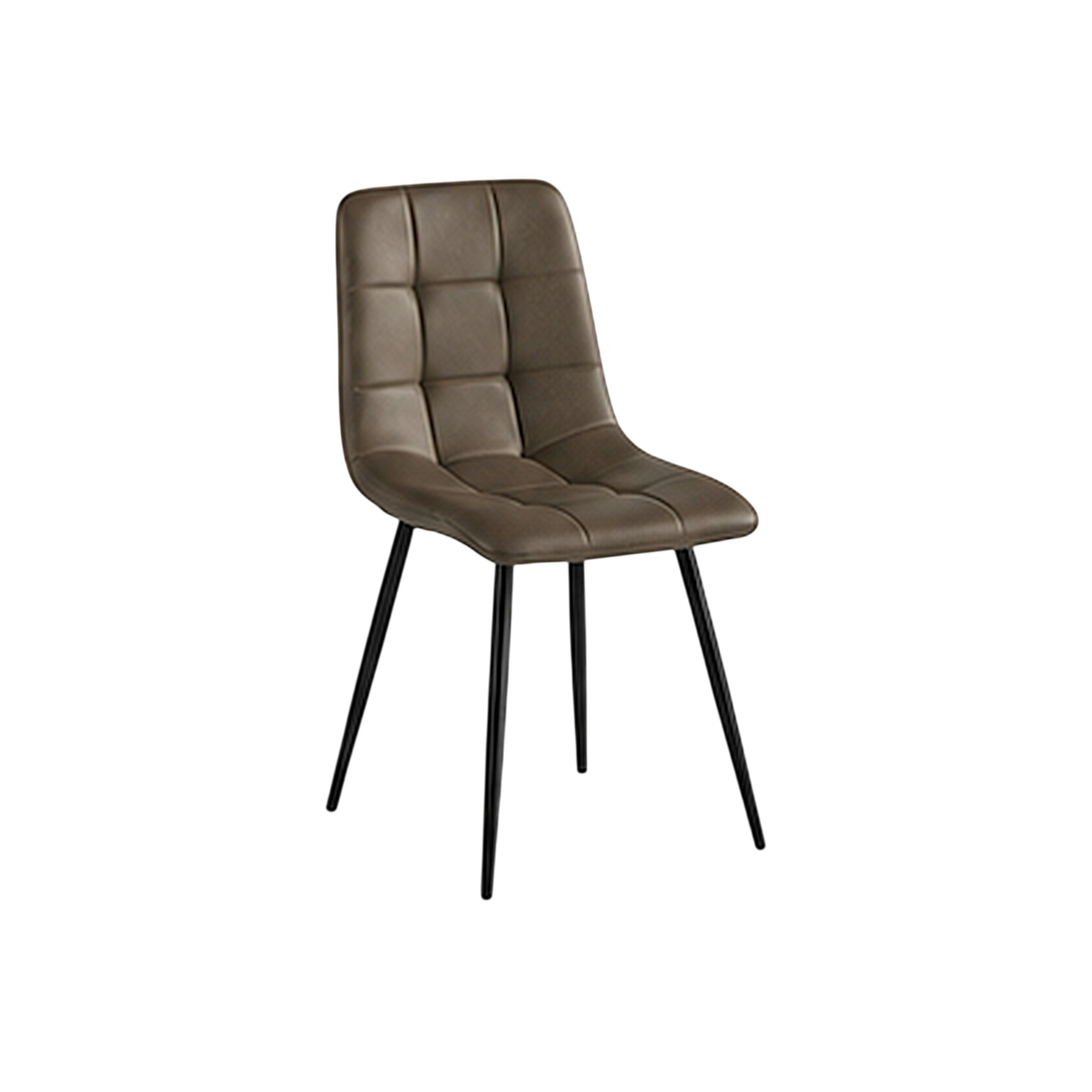 Chaise marron motif damier pieds bronze (x2) LORA