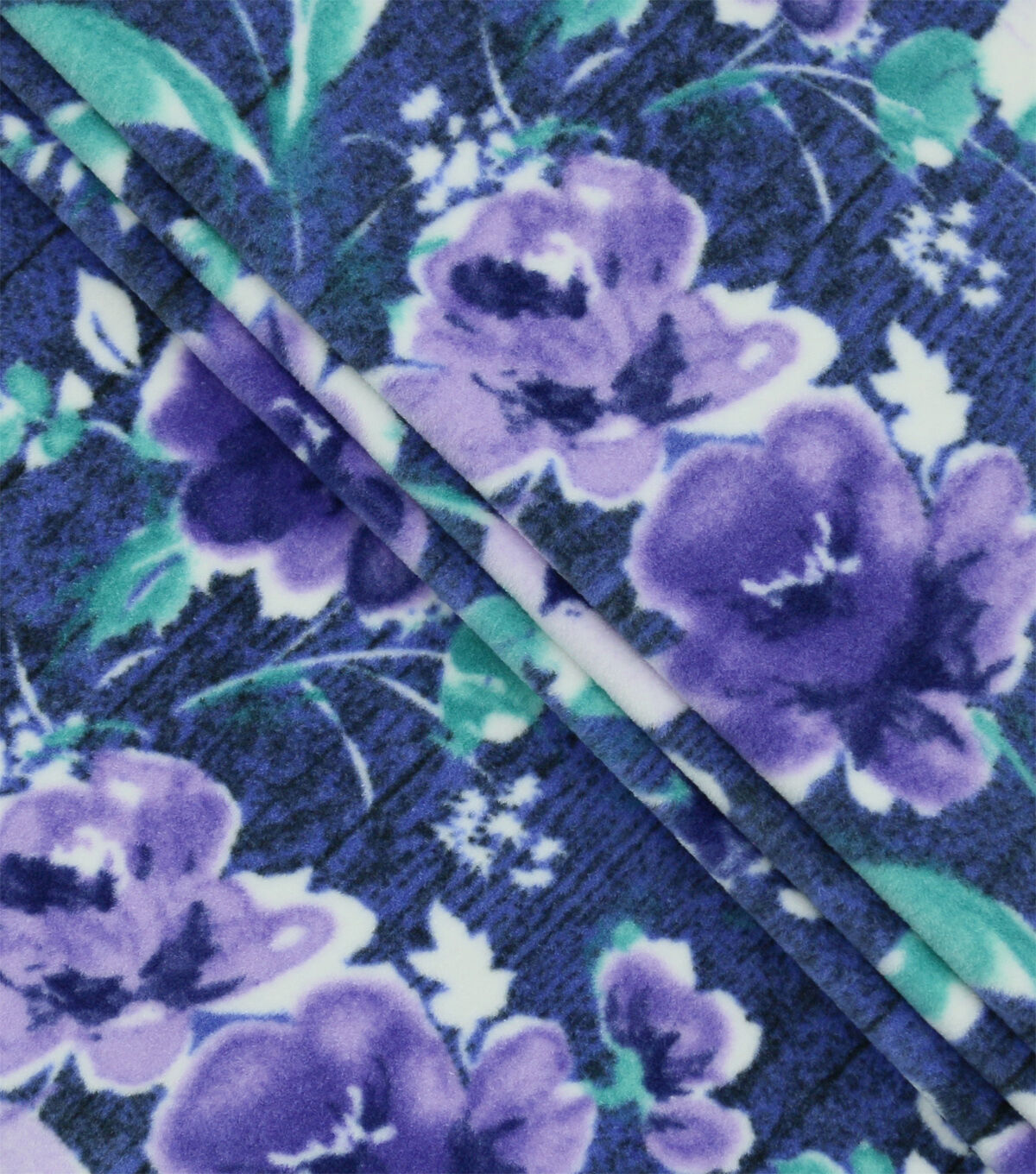 Navy Watercolor Floral Luxe Fleece Fabric