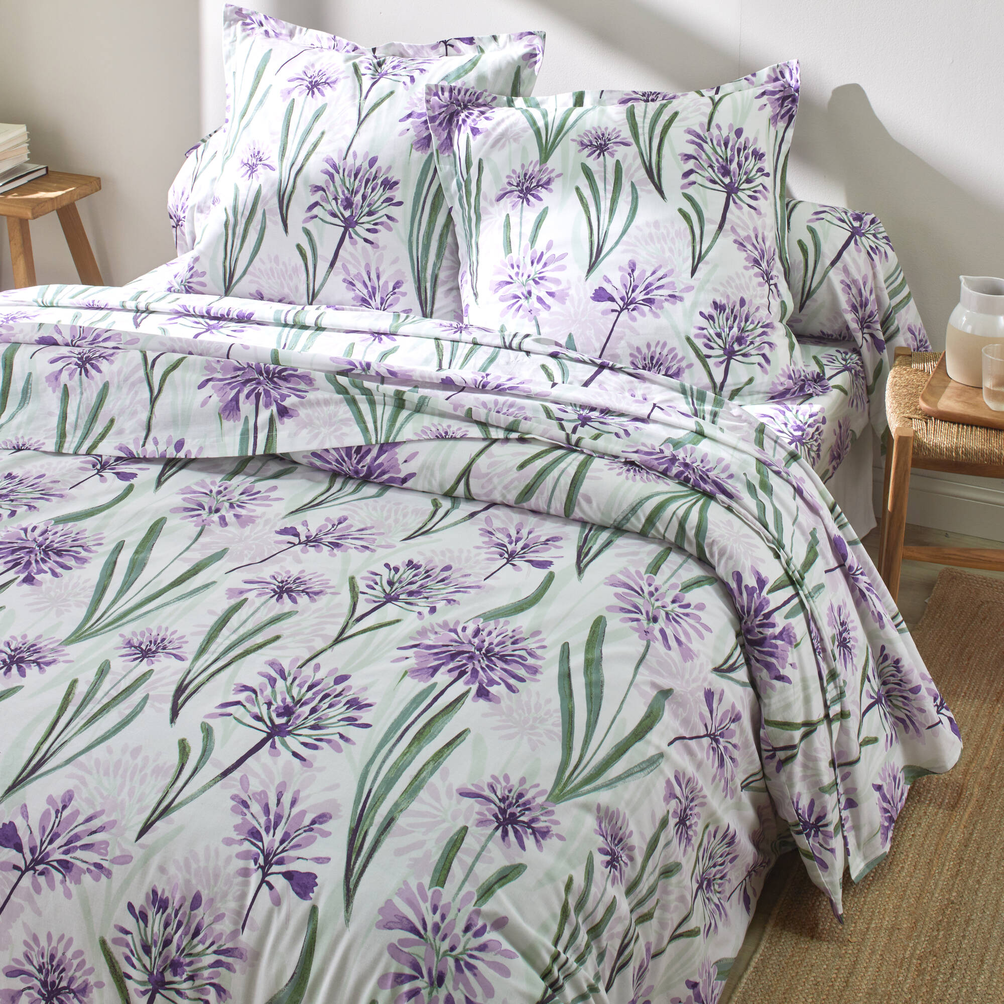 Linge de lit Agapanthe en coton imprimé fleurs