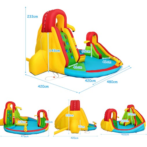 NNECW Inflatable Water Slide Jumping Castle with Two Slides Trampoline