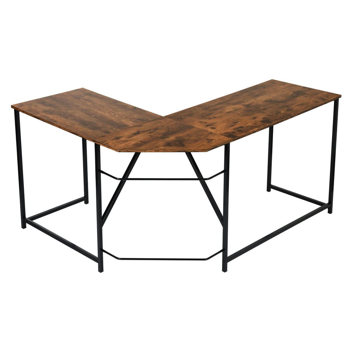 - Bureau d'angle design métal et bois brut