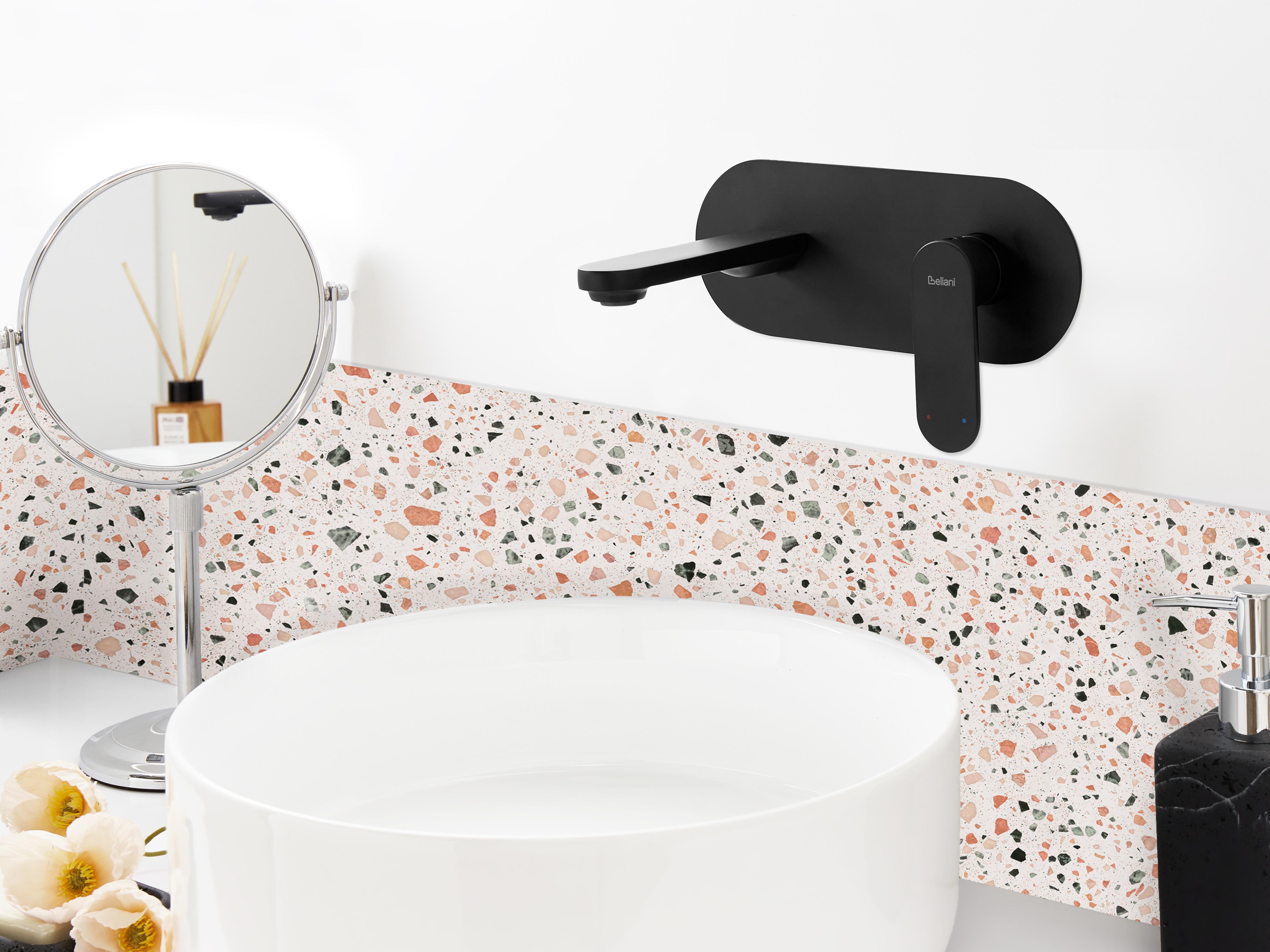 Wall Mounted Basin Mixer Tap CHAPALA Brass Black