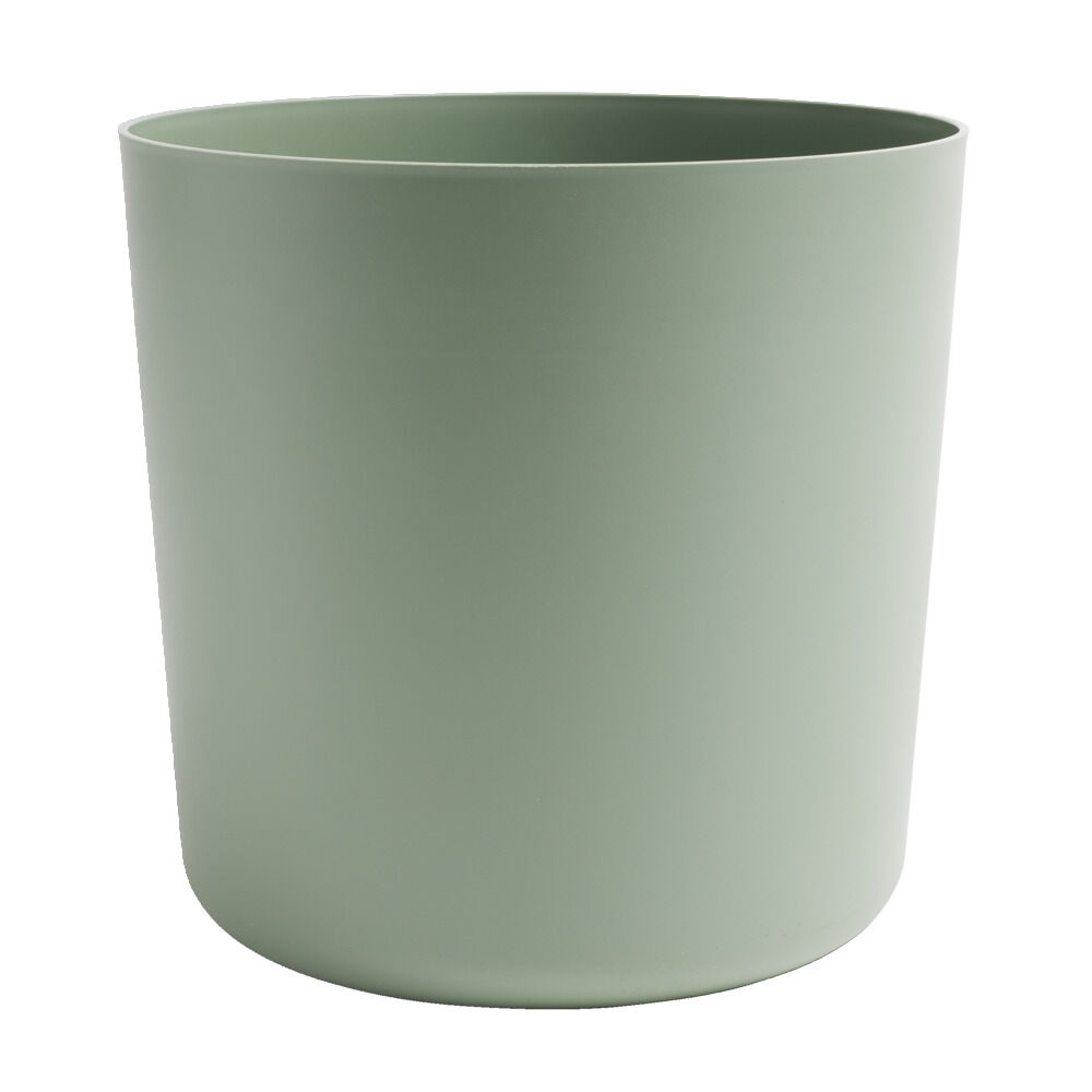 Pot rond cylindrique plastique vert sauge Ø30xH29cm