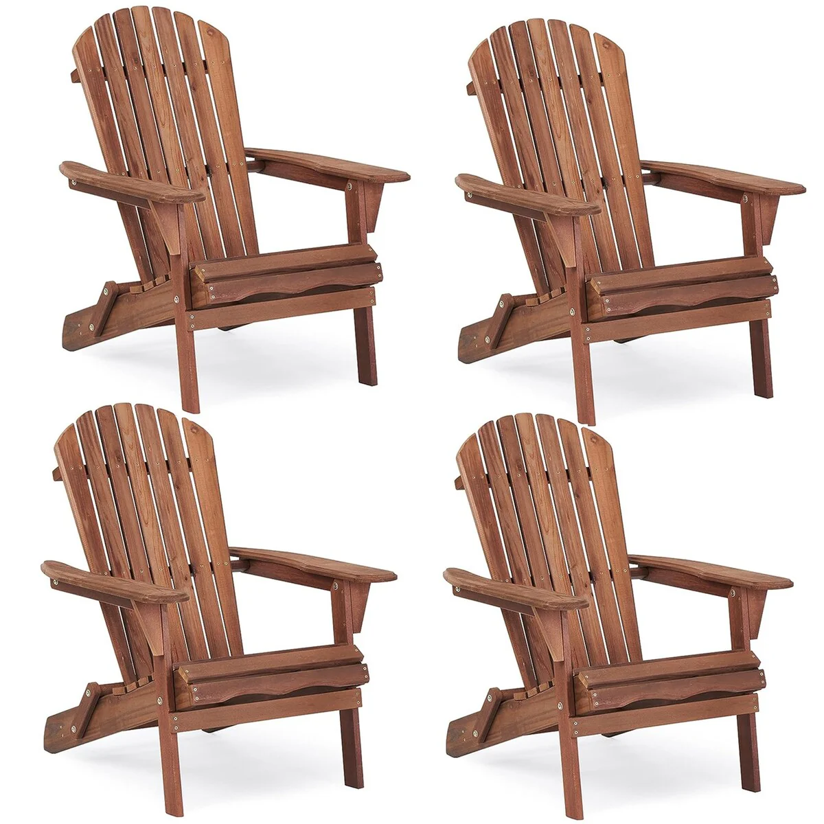 Wooden Outdoor Folding Adirondack Chair Set of 2/4 Wood Lounge Patio Chair for Garden,Half Assembled Backrest