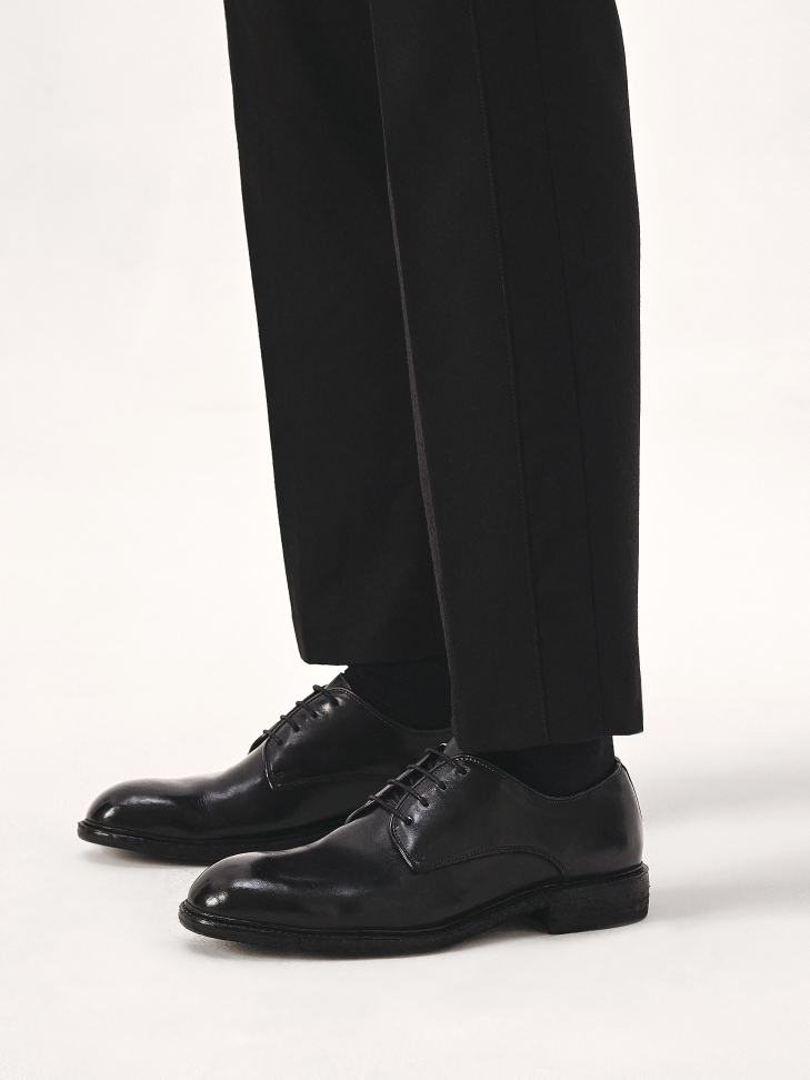 Classic black shoes on a leather sole