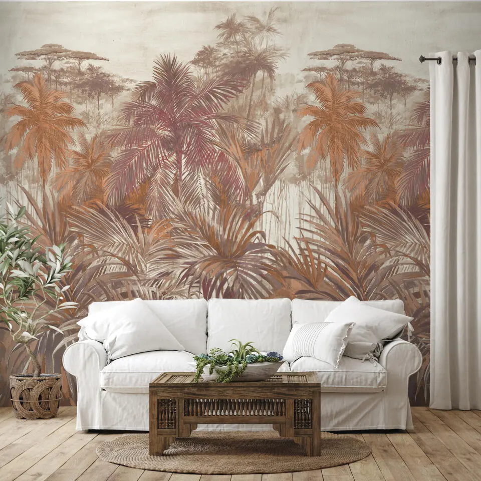 Sanders & Sanders fotobehang jungle-motief terracotta - 212 x 295 cm