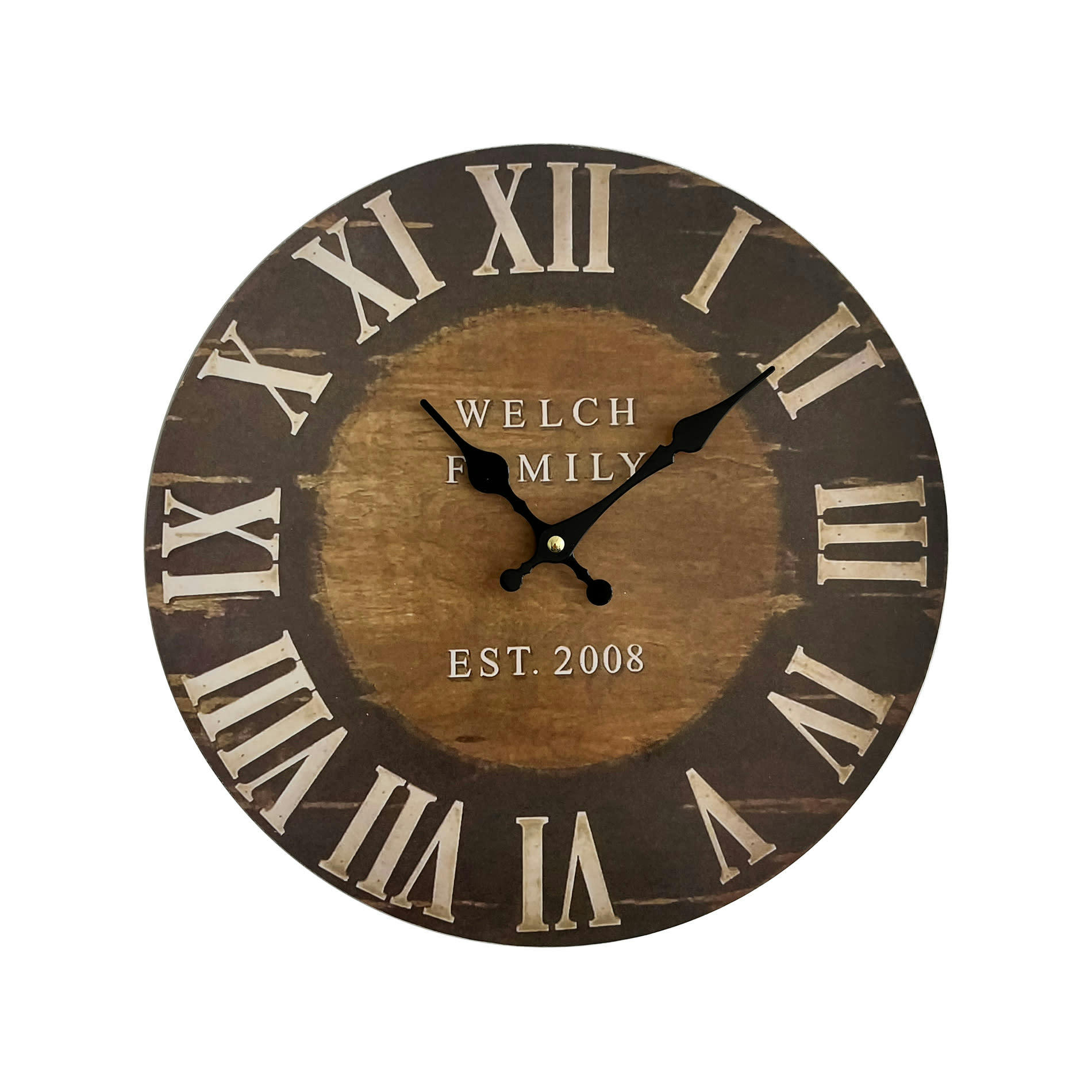 - Horloge murale effet bois marron et blanc ø 33,8 cm