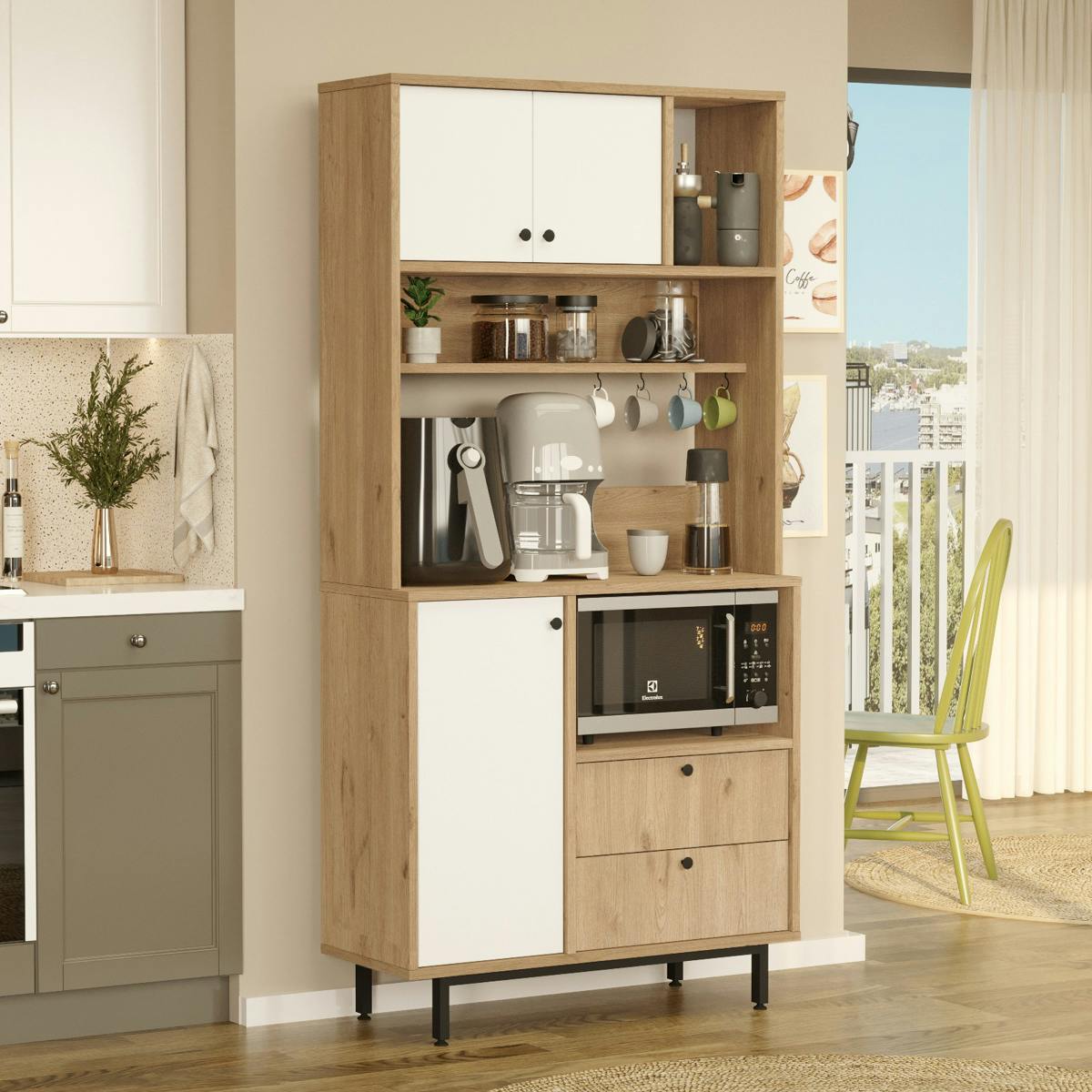 Buffet cuisine moderne niche micro-ondes H 180 cm JENA