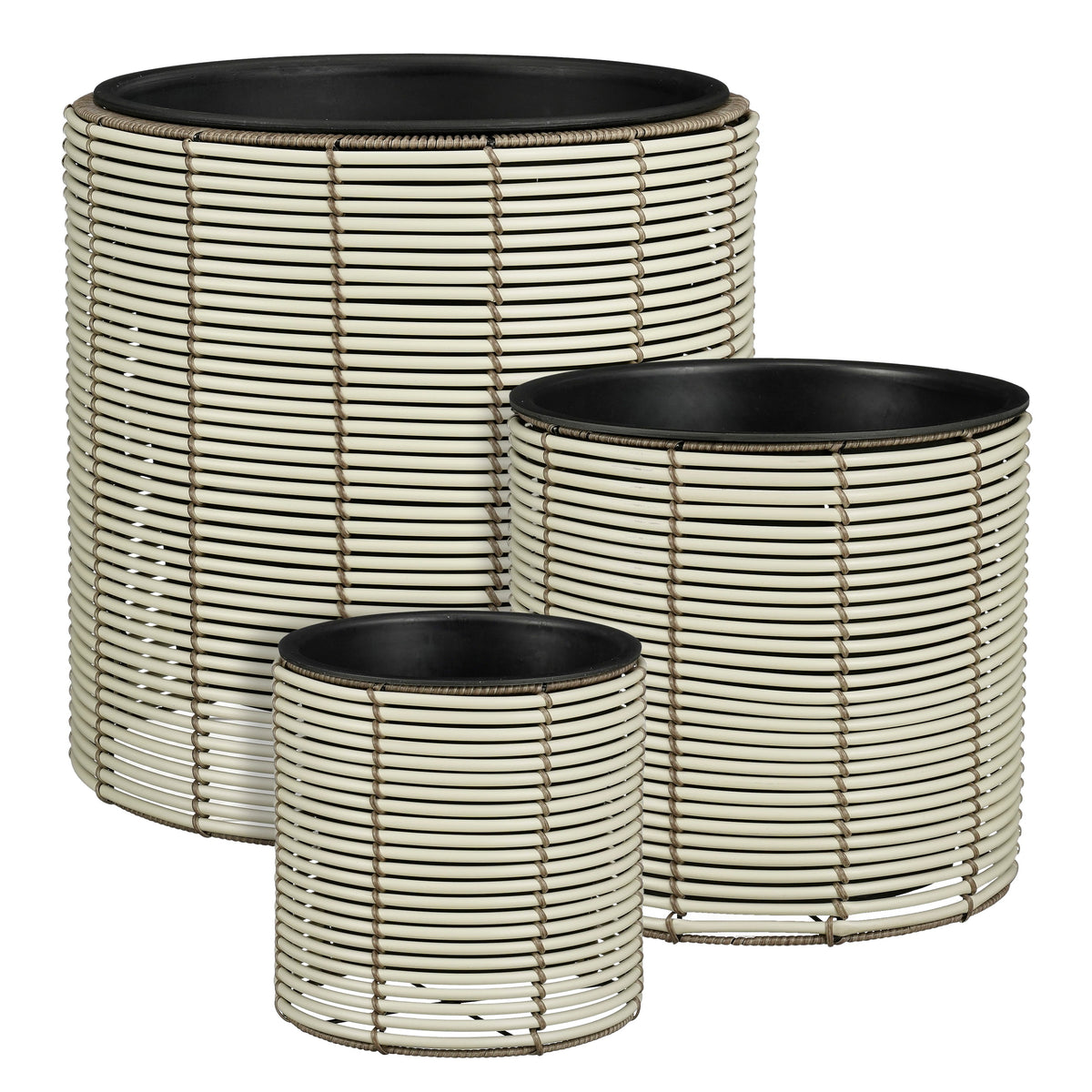 Mica Decorations Cesena Bloempot – Set van 3 – Plantenpot voor Bloemen en Kamerplanten – Bloempotten voor Buiten – Gerecycled Plastic – Wit