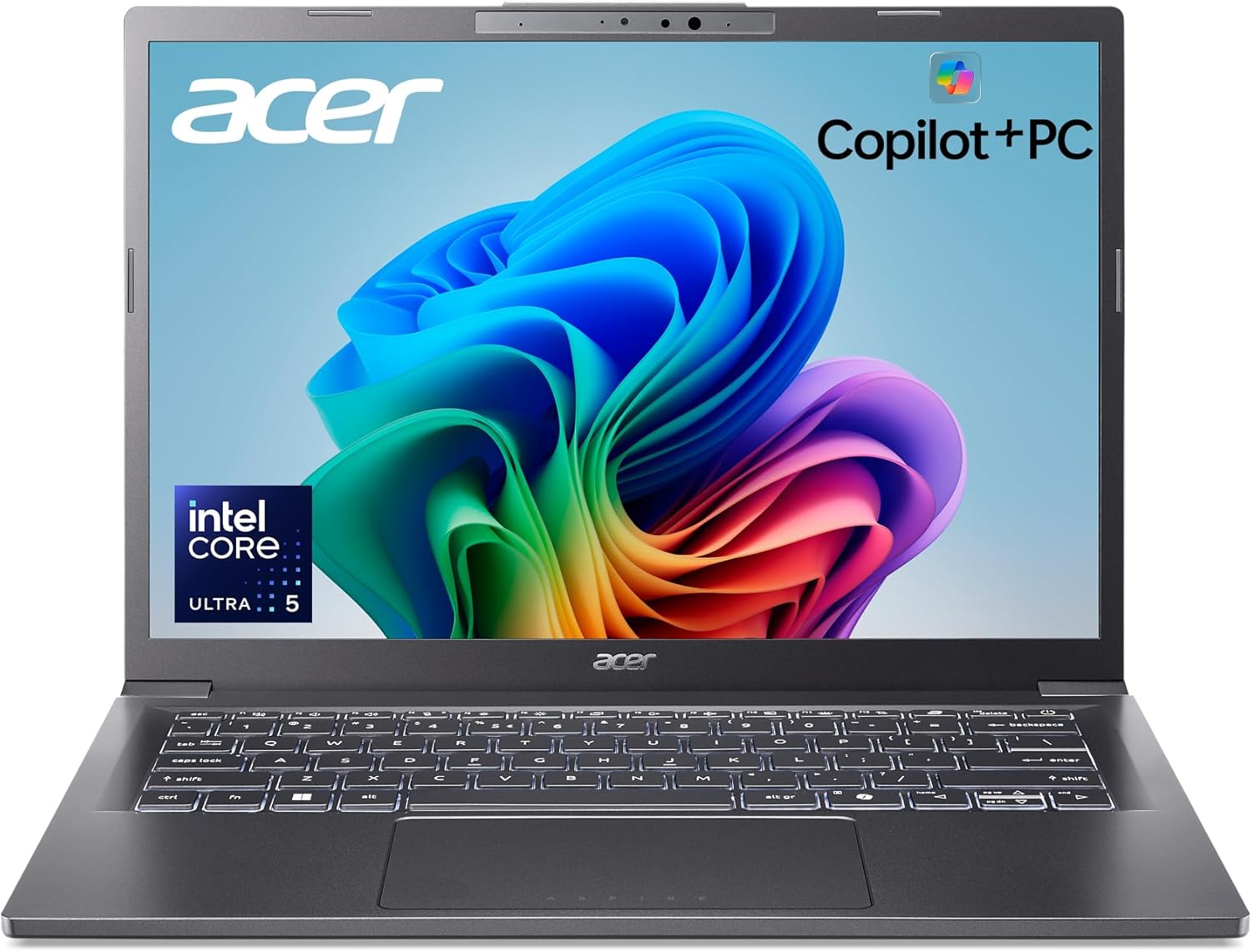 acer Aspire 14 AI Copilot+ PC | 14 WUXGA Display | Intel Core Ultra 5 Processor 226V | NPU: Up to 40 Tops - GPU: Up to 53 Tops | Intel ARC 130V | 16GB LPDDR5X | 512GB SSD | Wi-Fi 6E | A14-52M-51S1