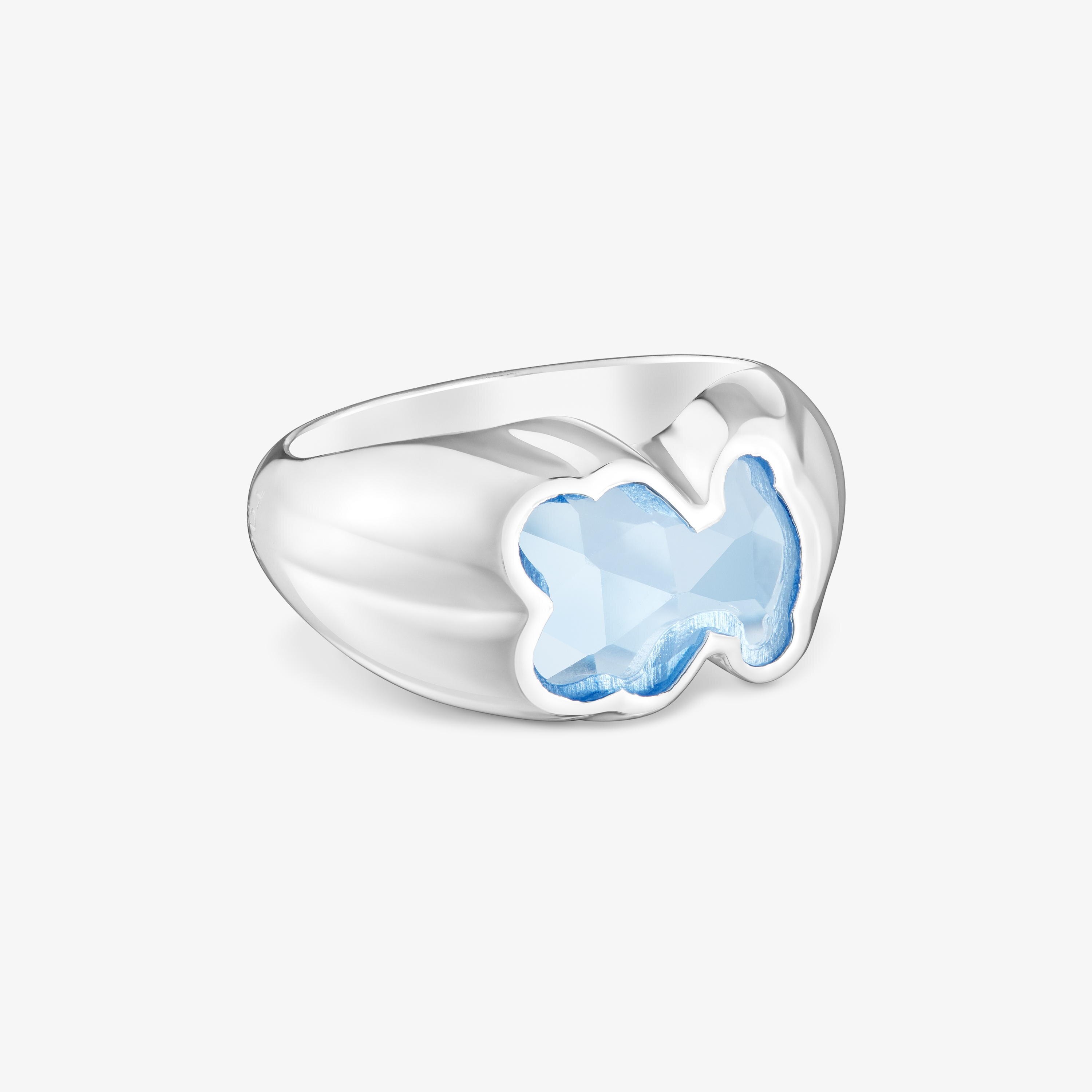 Anillo mediano de plata y espinela azul creada en laboratorio Icon Color LGG