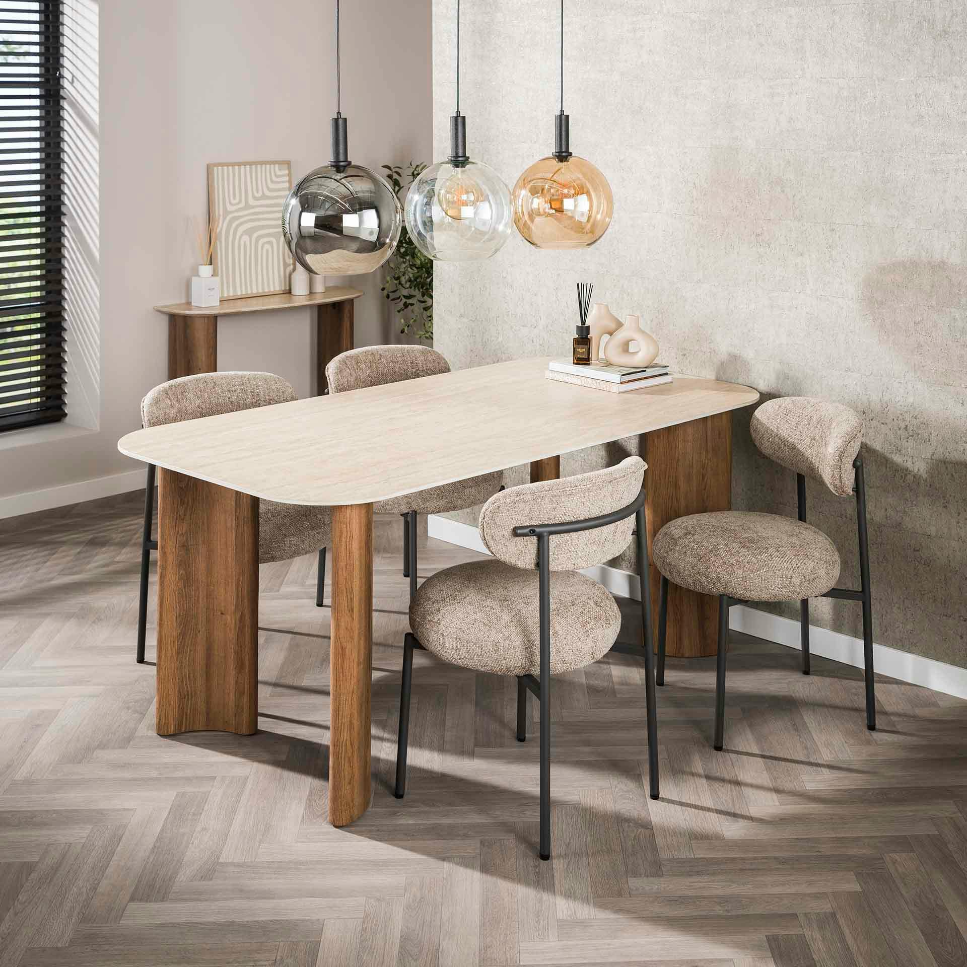 Table céramique effet travertin à bords ronds 180 cm ASCOLI