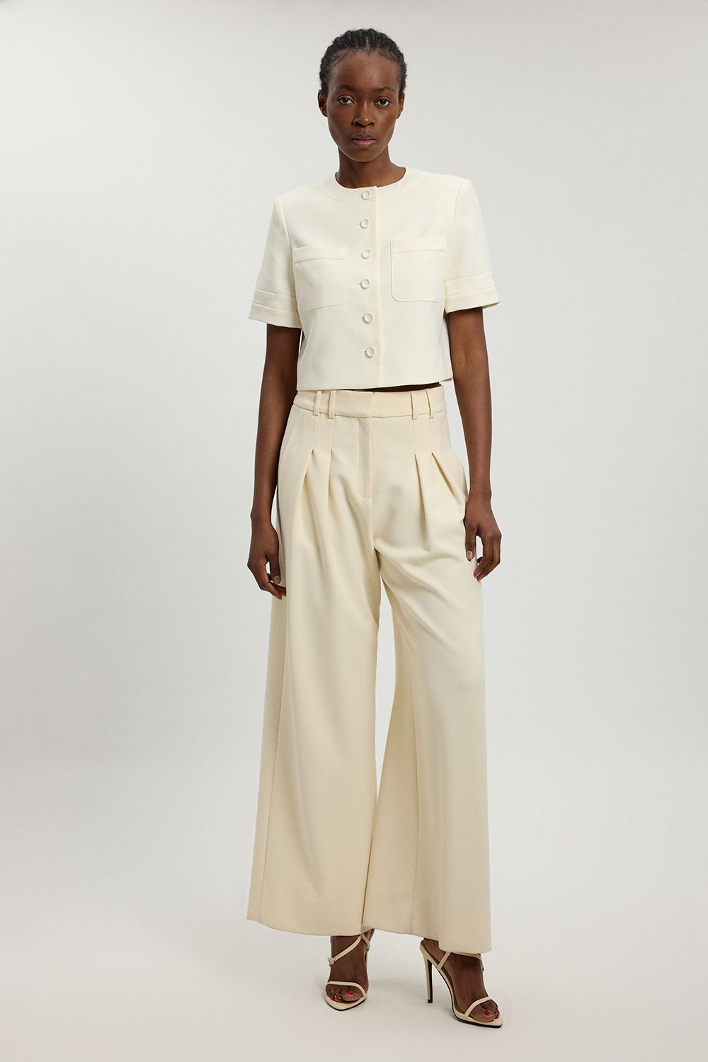 KarenMillen Satin Tux Short Sleeve Tailored Jacket