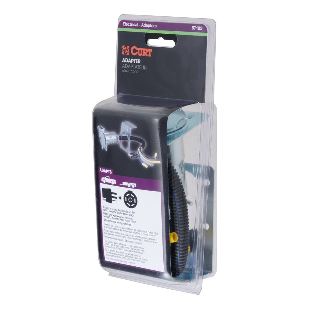 CURT Electrical Adapter with Bracket (4-Way Flat to 7-Way Blade)