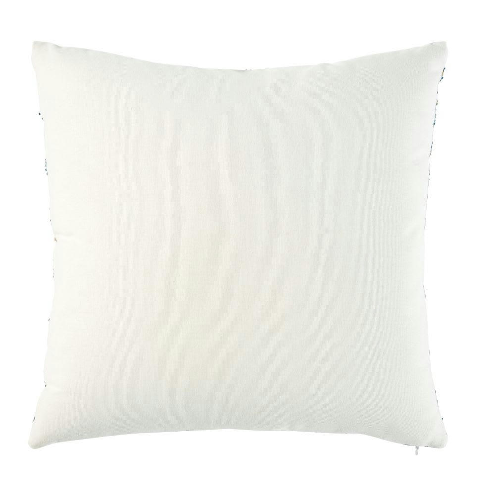 BORNEO - Coussin en coton beige motifs graphiques verts et dorés 45x45