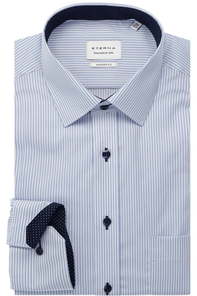 ETERNA Modern Fit Hemd hellblau, Gestreift