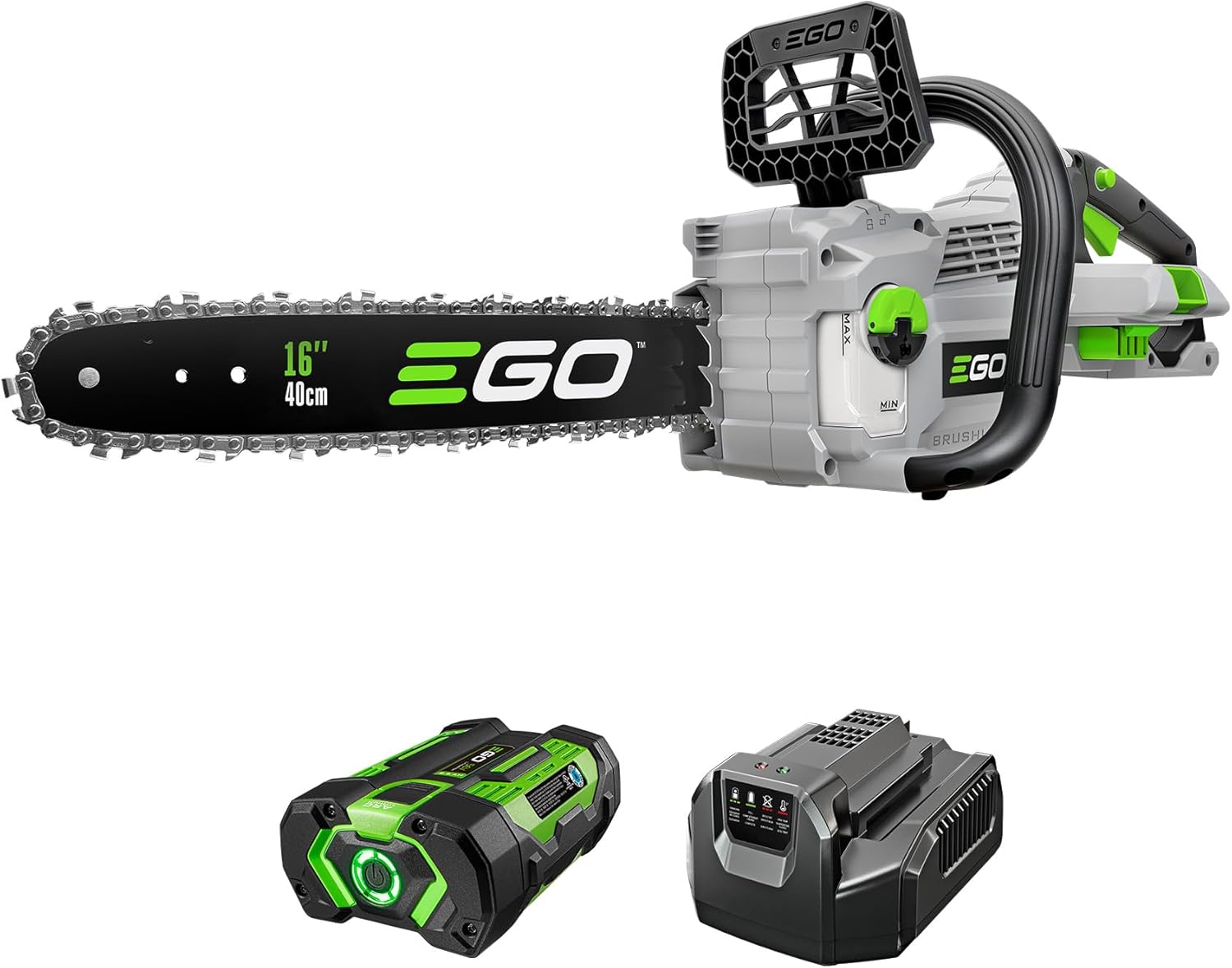 EGO POWER+ Chain Saw  16” Battery Powered Chainsaw  Electric Cordless  Includes 56V 2.5Ah Battery and Charger – CS1611