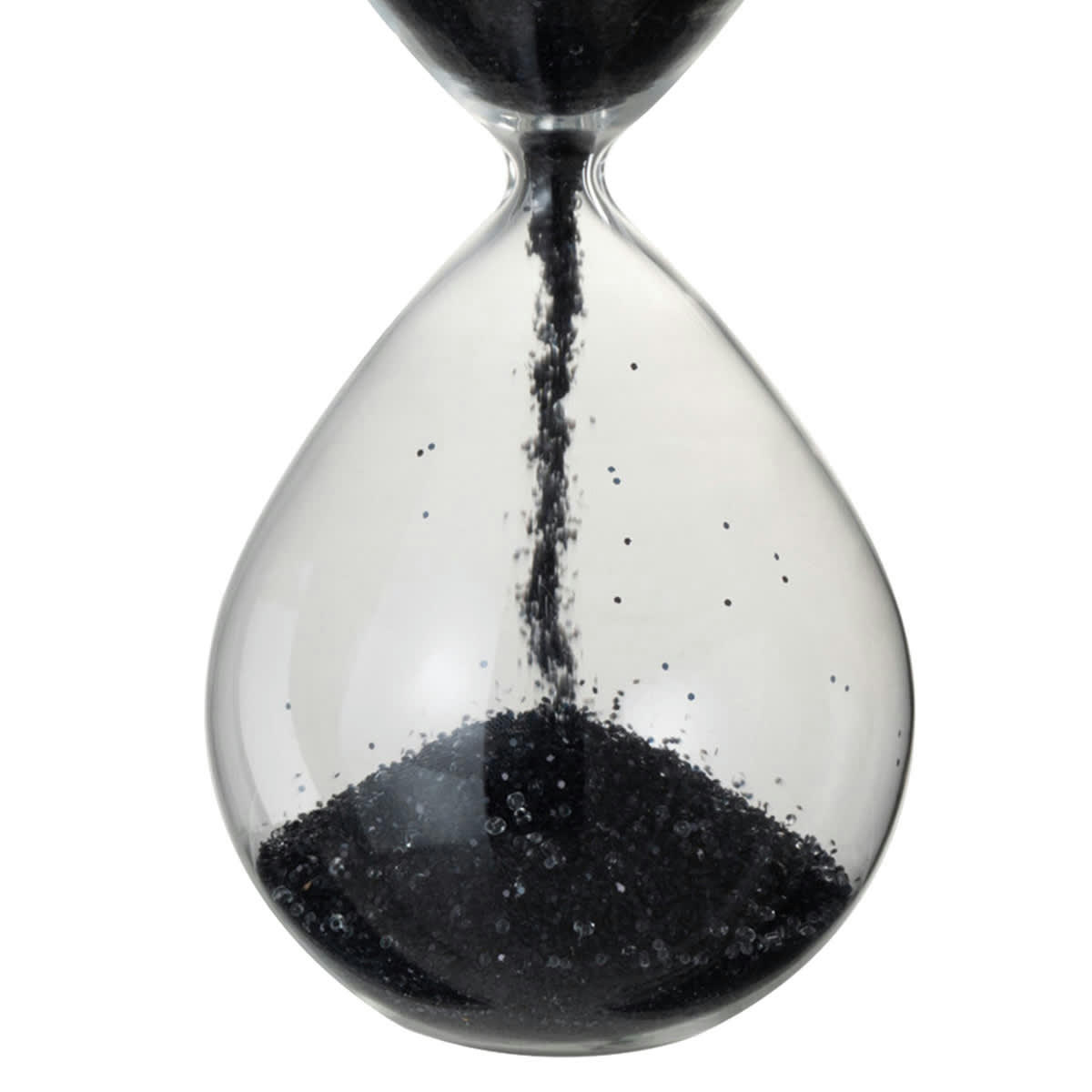 - Sablier de décoration en verre et sable paillettes noires