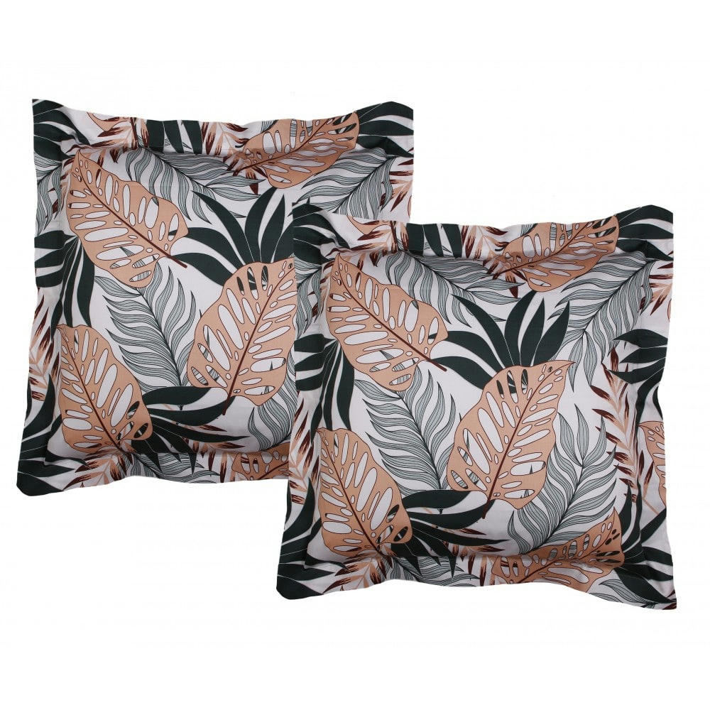 TROPICAL SATIN - Lot de 2 taies d'oreiller satin de coton 63x63 cm  imprimé Tropical