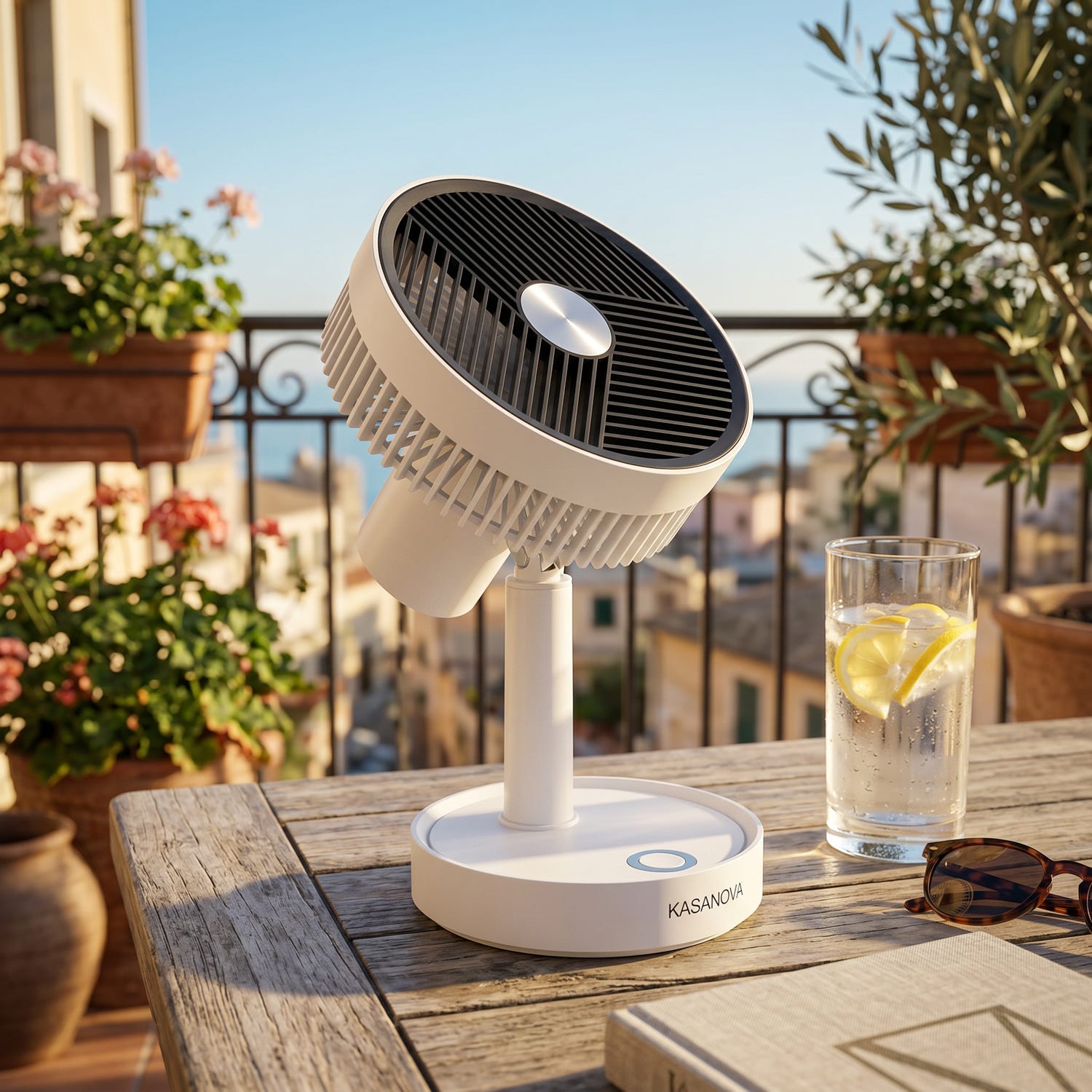 Mini ventilatore da tavolo senza fili bianco