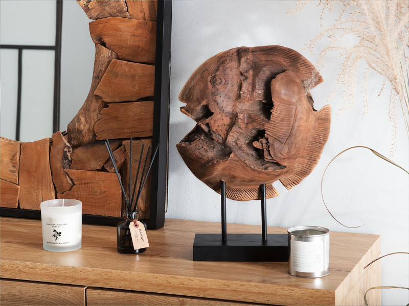 Figurka rzeźba ryba 41 cm jasne drewno