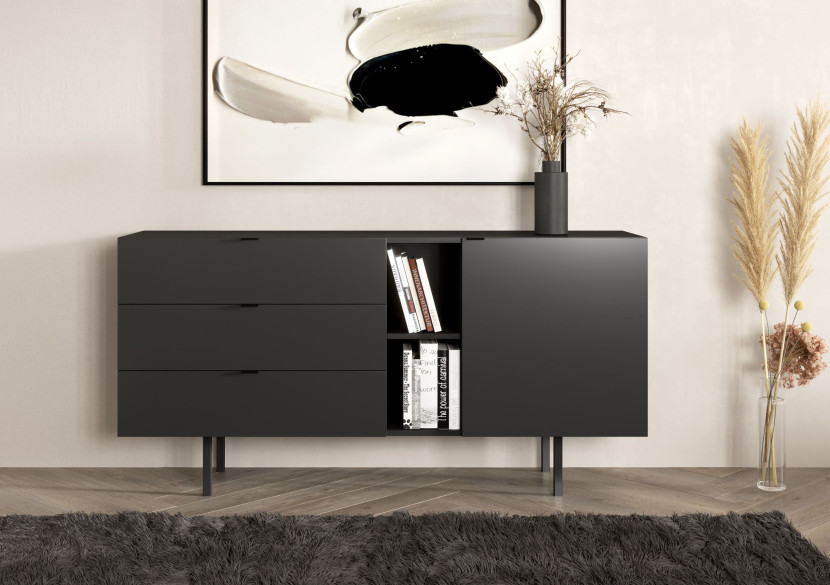 Czarna komoda z szufladami Skandica MYWAY / szer. 160 cm