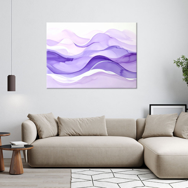 Obraz do salonu sypialni biura, Abstrakcyjne Fale Pastelowy Lila 30x20