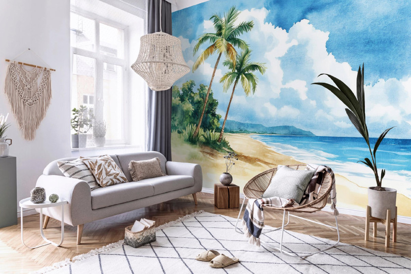 Fototapeta Plaża Niebieski Winylowa Do Sypialni Salonu 254x184