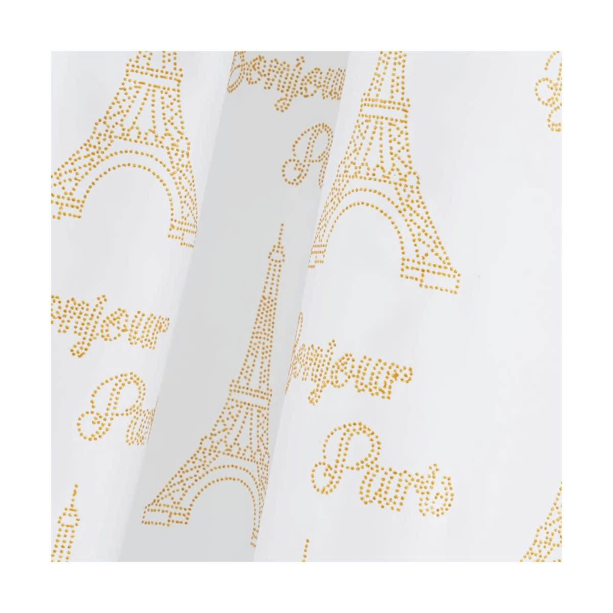 BONJOUR PARIS - Rideau de douche tissu blanc et doré