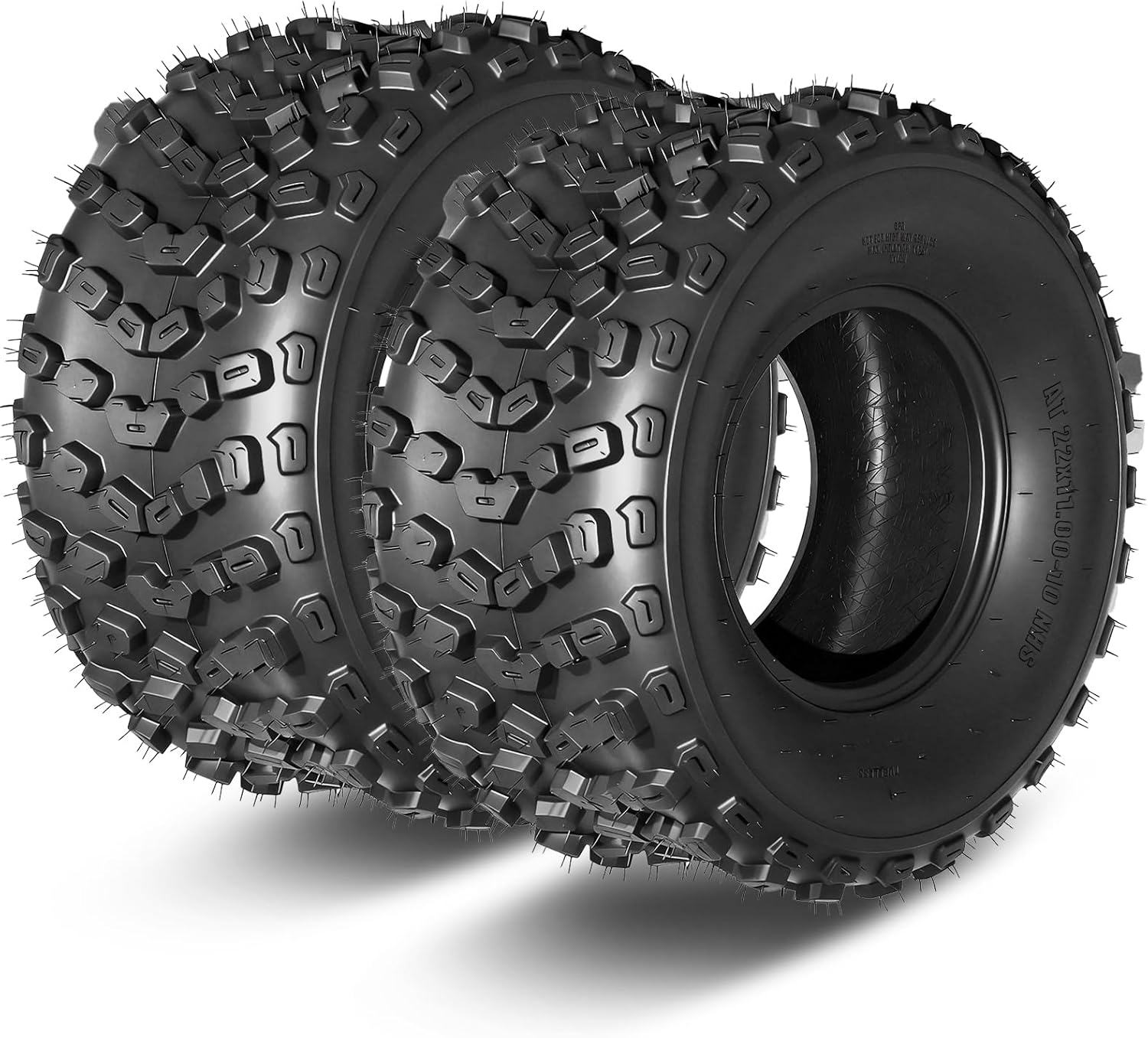 Set of 2 ATV/UTV Tires 22x11-10, 6PR 22x11x10 All-Terrain Tires, Tubeless, Puncture Resistant, Directional Tread