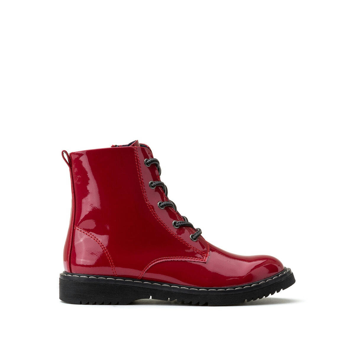 Bottines vernies zippées à lacets