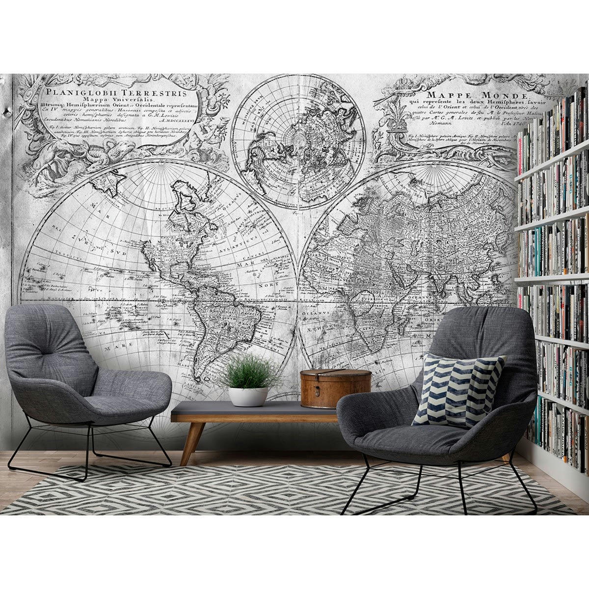 ARNO - Papier peint panoramique en papier noir mat 432x300