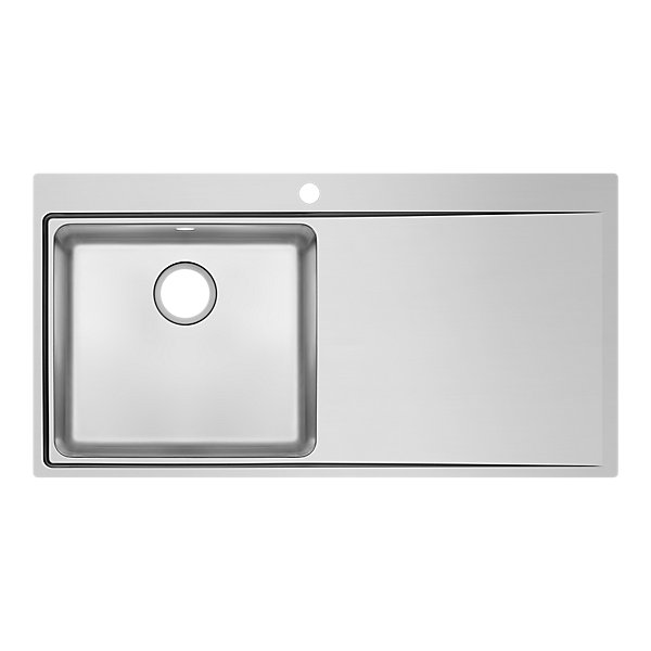 Evier à encastrer en inox 1 bac et égouttoir l. 52 x L.100 x P. 21 cm GoodHome Varenna