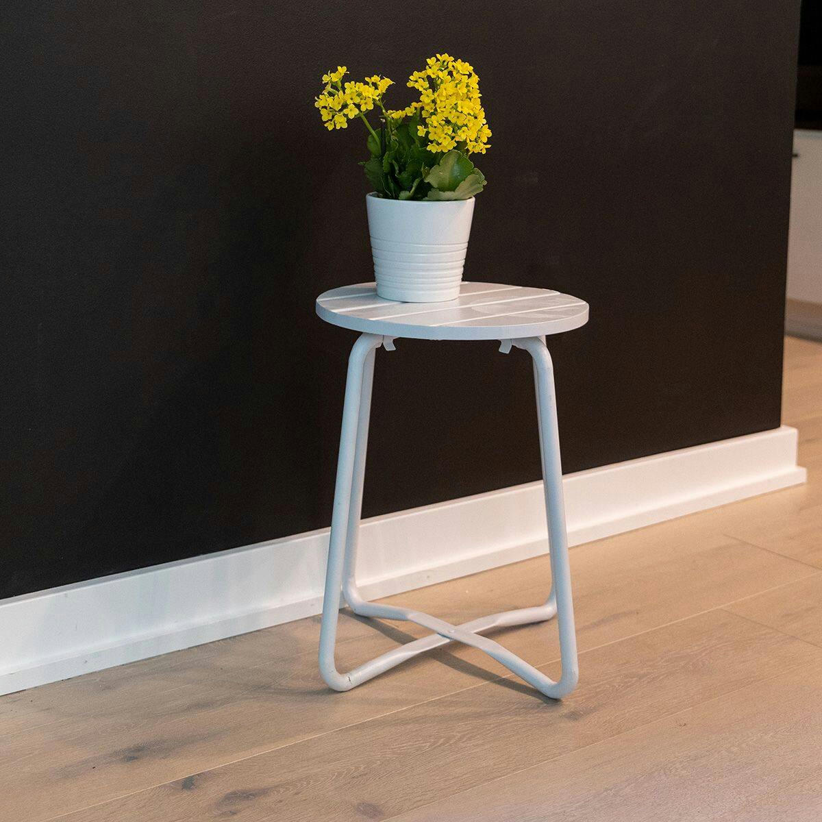 Panacea Nordic Habitat Round Plant Stand, White, 20-in