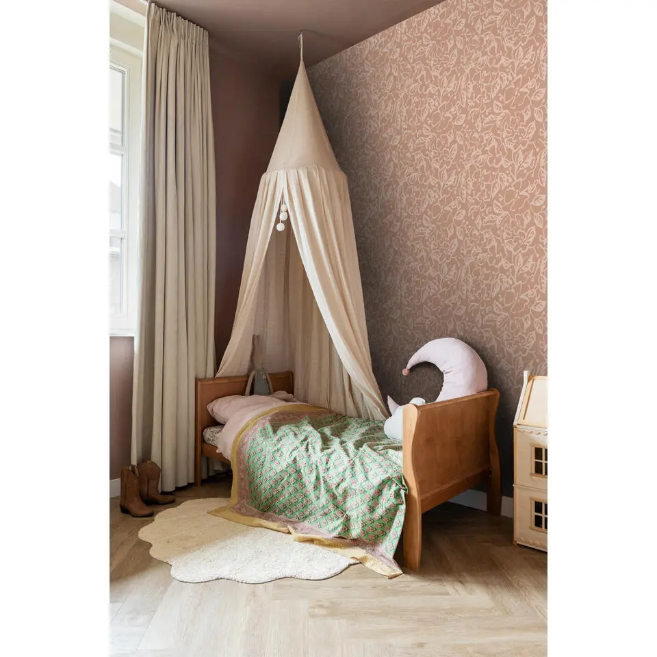 ESTAhome behang bladeren en bloemen terracotta roze - 50 x 900 cm