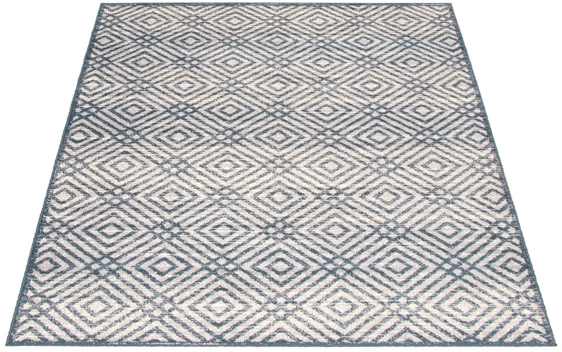 ECARPET Ember Rectangle Indoor Geometric Area Rug, Petrol/Silver, Assorted Sizes