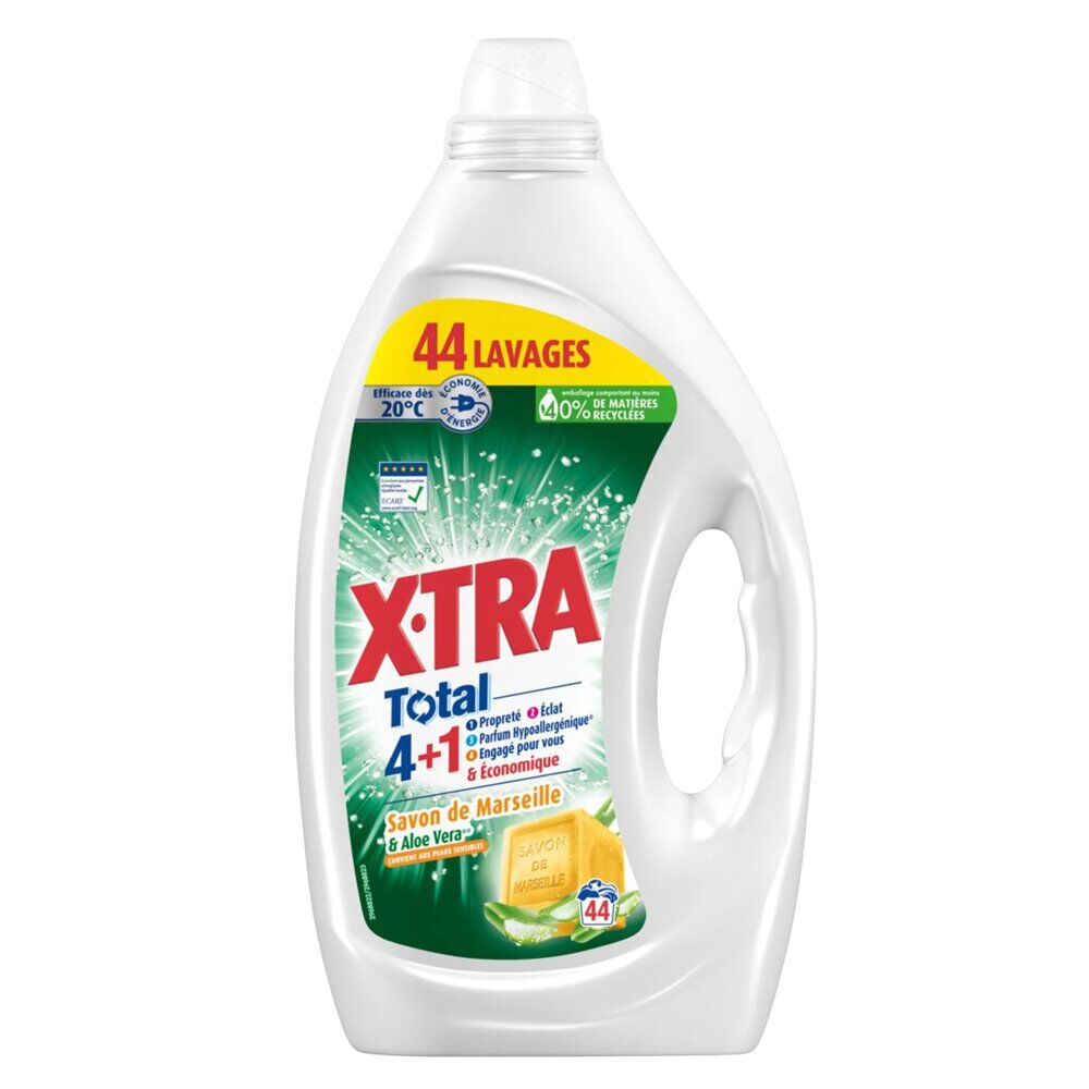 Lessive liquide XTRA total 4 1 savon de Marseille & aloe vera 44 lavages