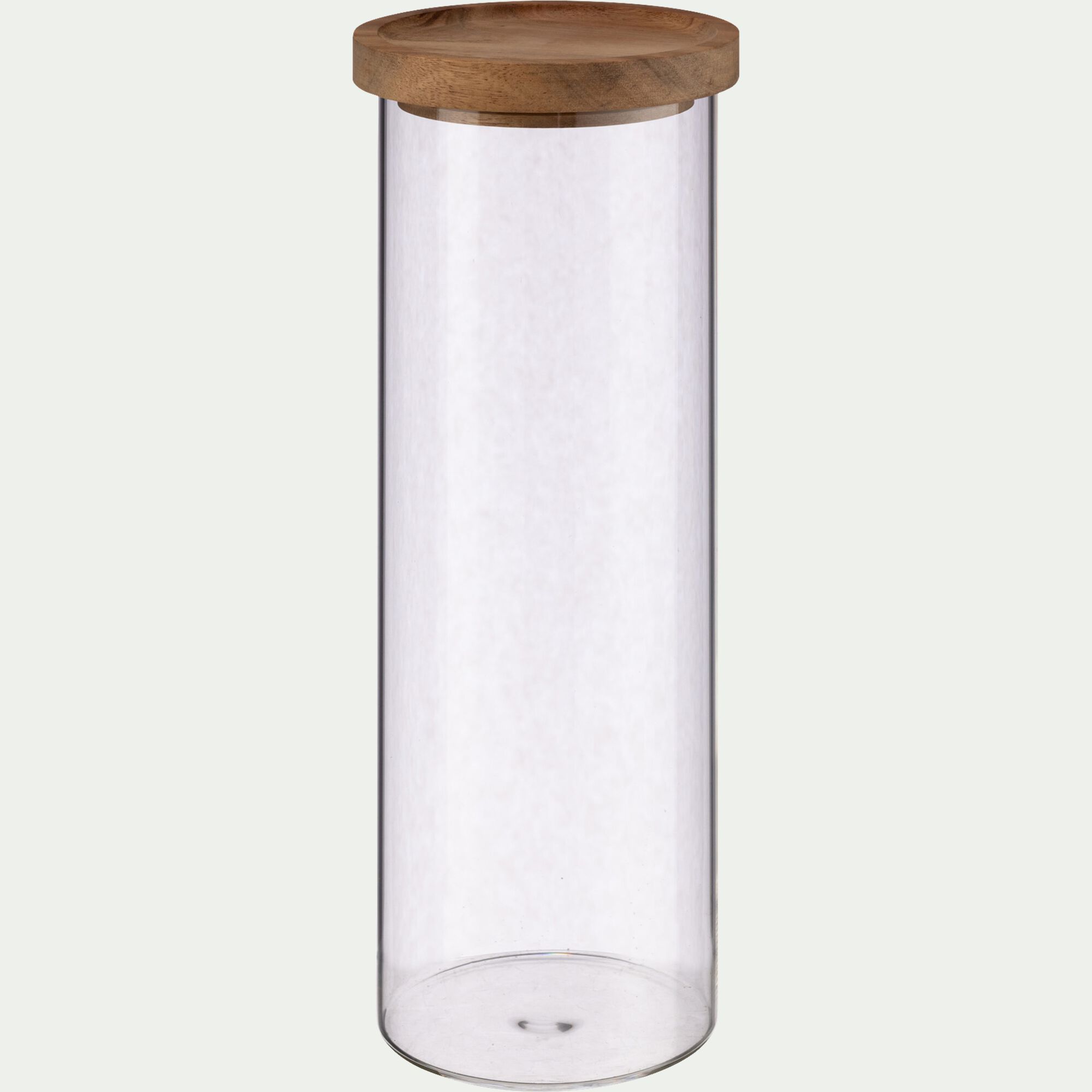 RONDA - Bocal en verre avec couvercle en acacia 1,5L - transparent