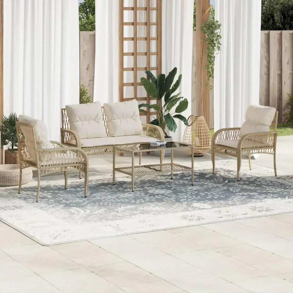 vidaXL - Loungeset - Beige - Poly rattan