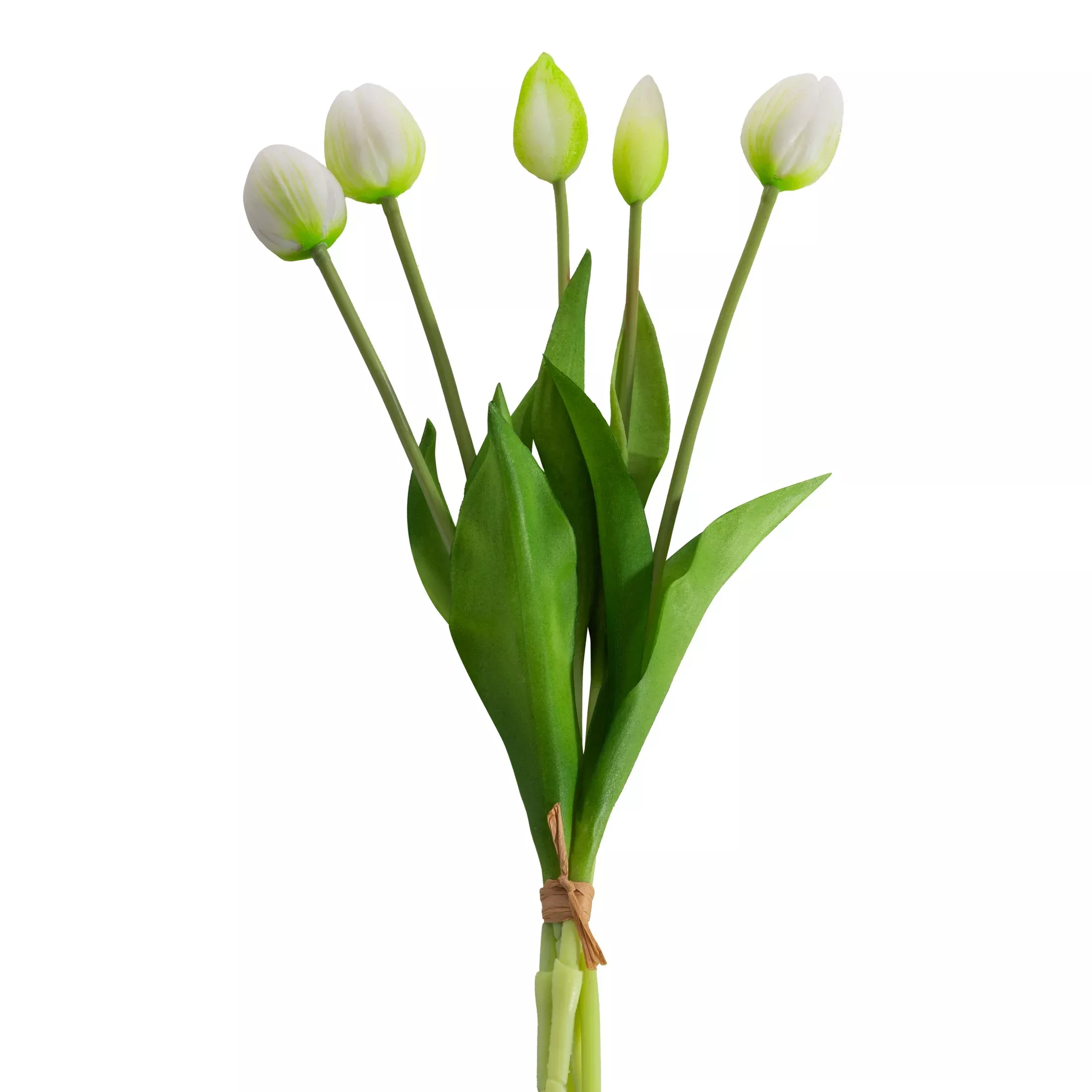 Kwiat sztuczny tulipan biało, zielony 41 cm