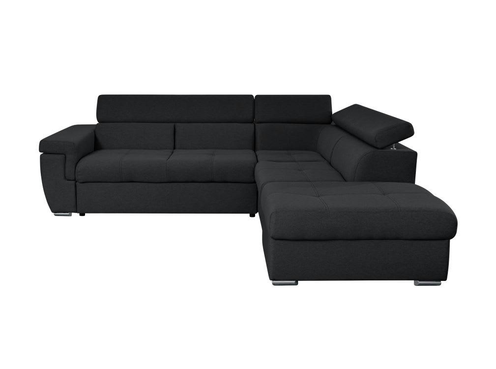INAYA - Canapé d'angle droit 5 places convertible en tissu - Gris foncé
