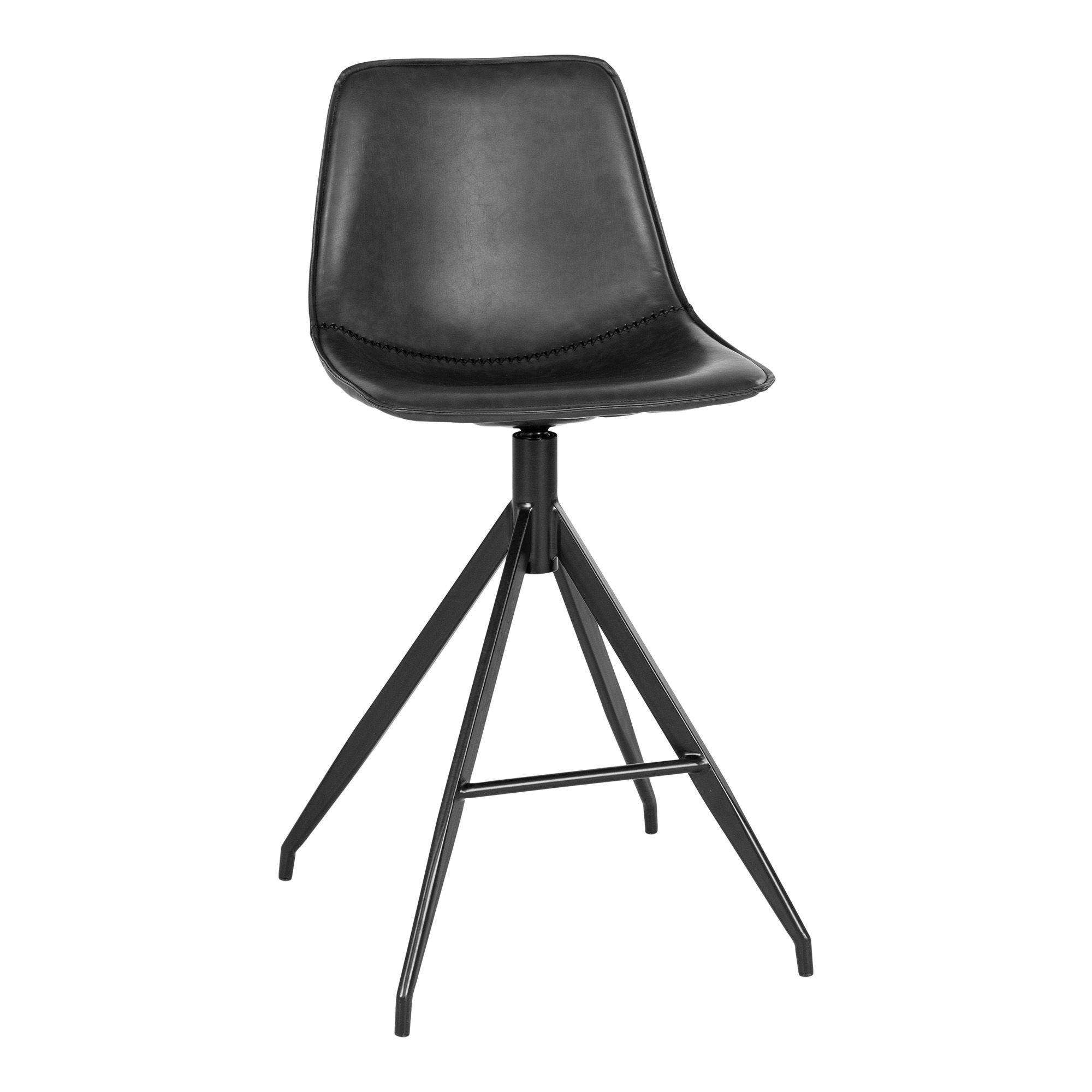 Tabouret de bar noir avec couture (lot de 2) AMSTERDAM