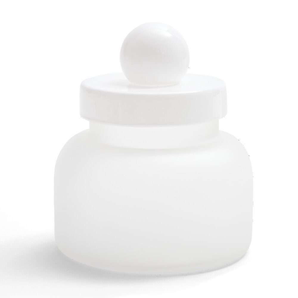 BoÎte en verre transparent   couvercle blanc Ø12xH16cm