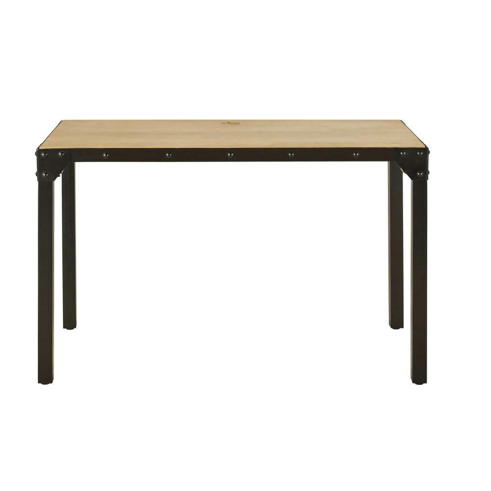 Factory BUSINESS - Bureau professionnel en bois de manguier et métal noir L120