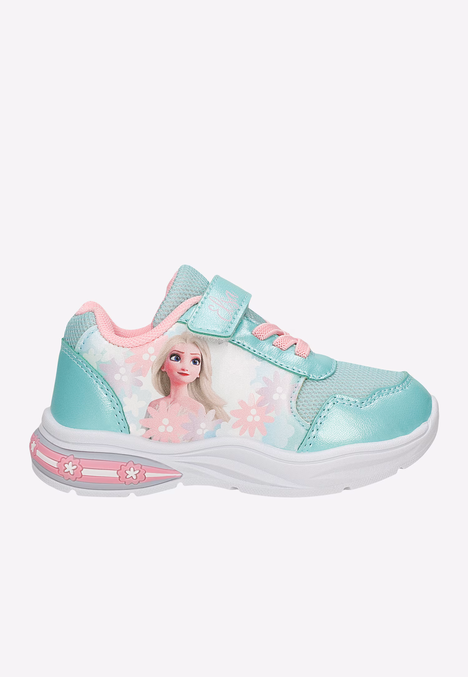 Miętowe sneakersy dziewczęce z Elsą FROZEN ze świecącą podeszwą BARTEK 87028-17