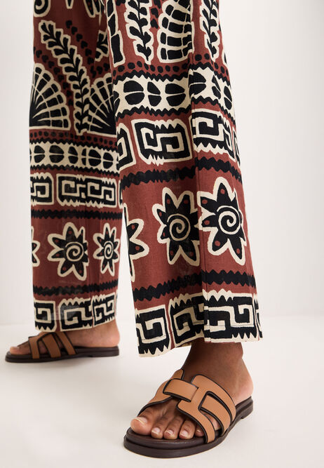 Womens Brown Geo Strap Sandals