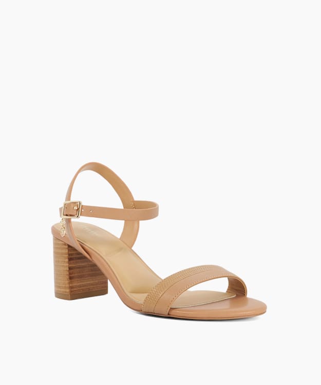 Jaycie Caramel - Mid Height Block Heel Sandals