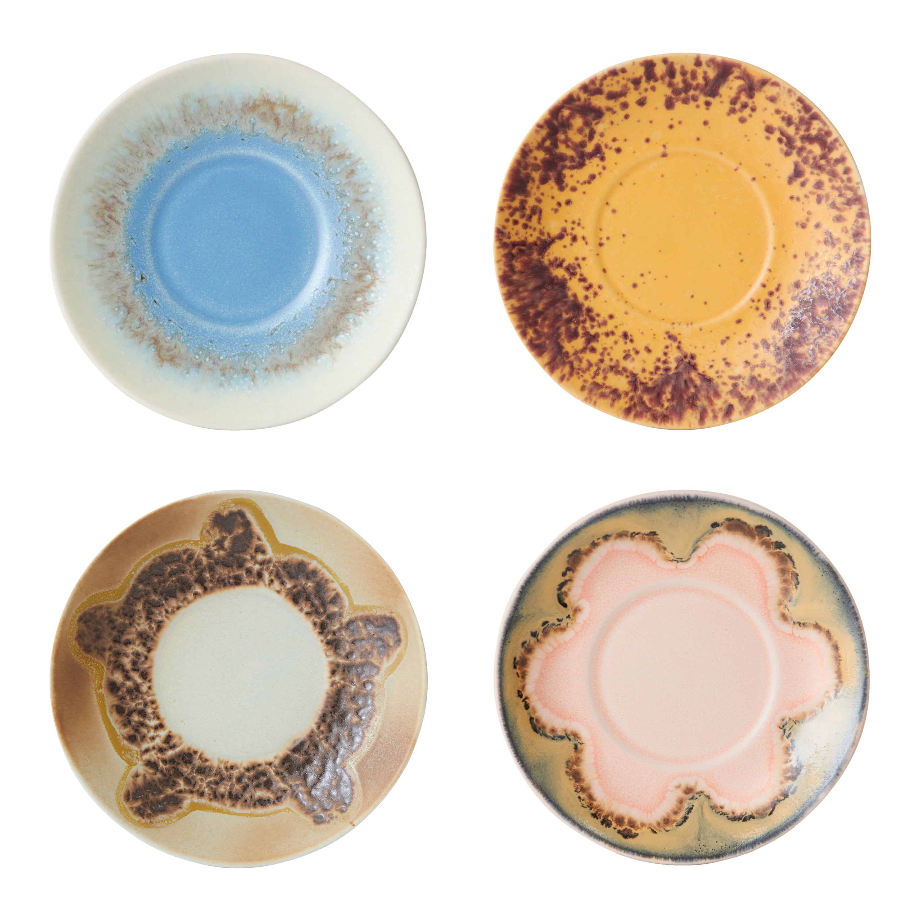 HKliving 70's Ceramics Schotels - Set van 4 - Ocean