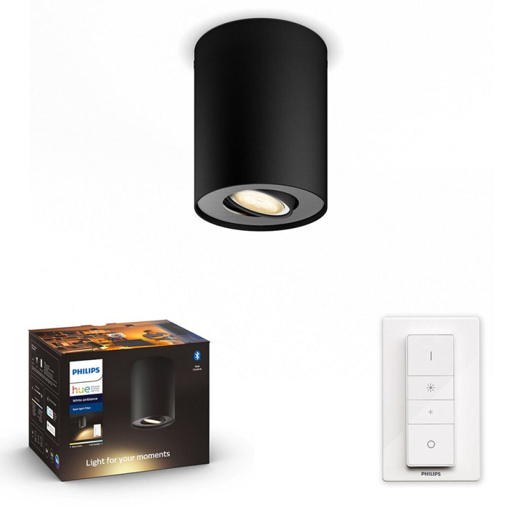 SPOTLIGHTS PHILIPS HUE SVART ENKEL SØYLEFARGE